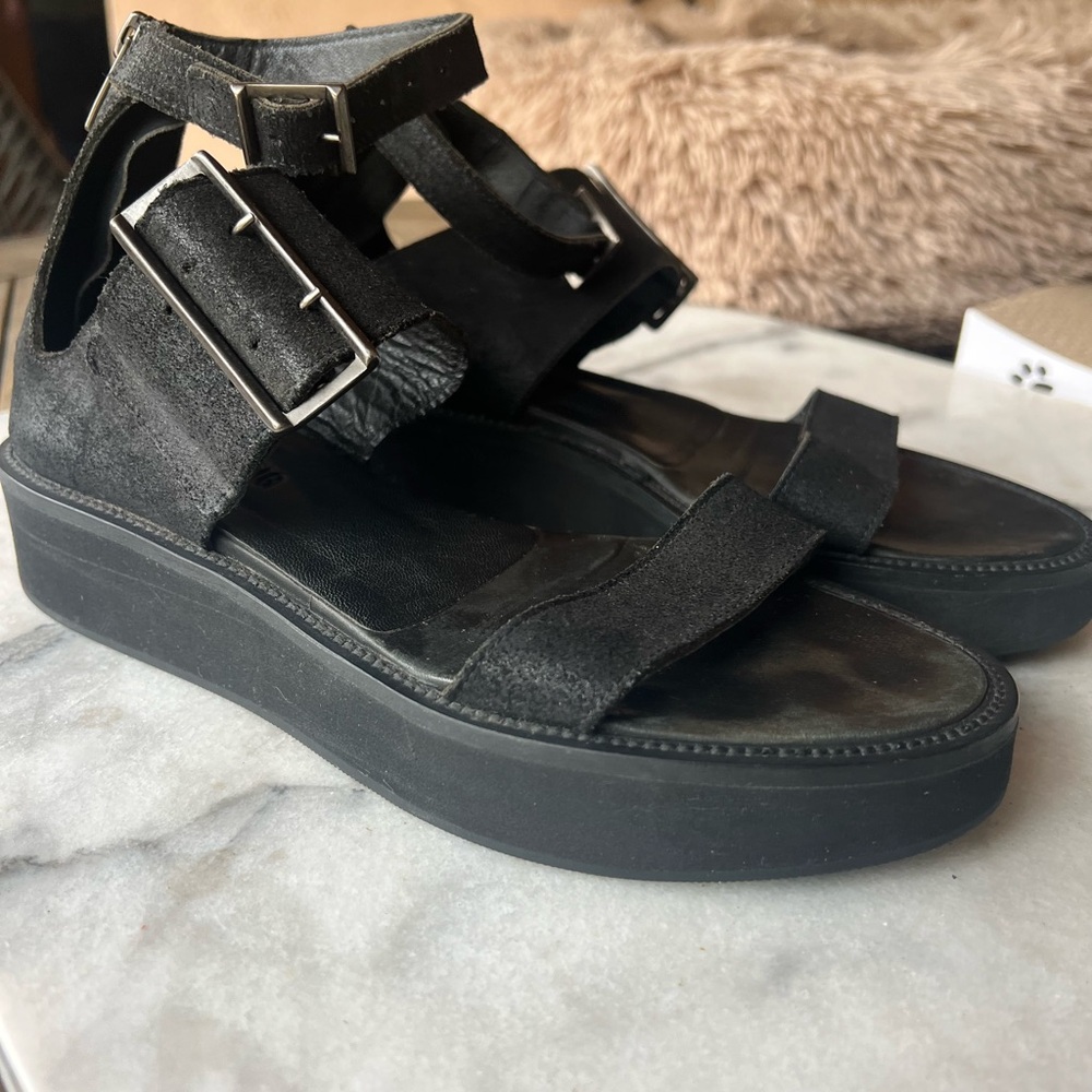 HELMUT LANG black suede sandals with ankle strap 36.5